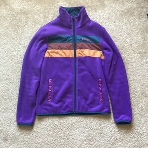 Cotopaxi Purple Teddy Jacket with Multicolor Stripes